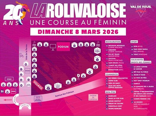 Plan du village de la Rolivaloise 2026 – 20e édition à Val-de-Reuil, stand 20 DAO Krav Mag