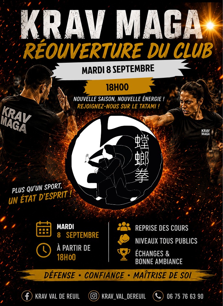 Rentrée 2026 cours Kung-Fu et Krav-Maga KFKM27 Val-de-Reuil.